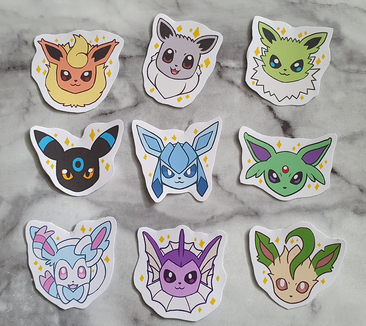 Eevee portraits sticker set - shiny or regular eeveelutions