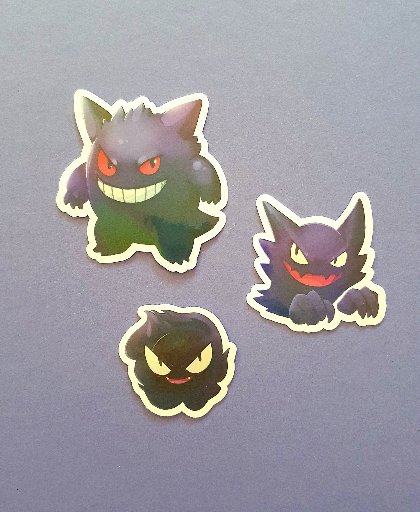 Gengar trio - one or multiple stickers, laminated permanent stickers