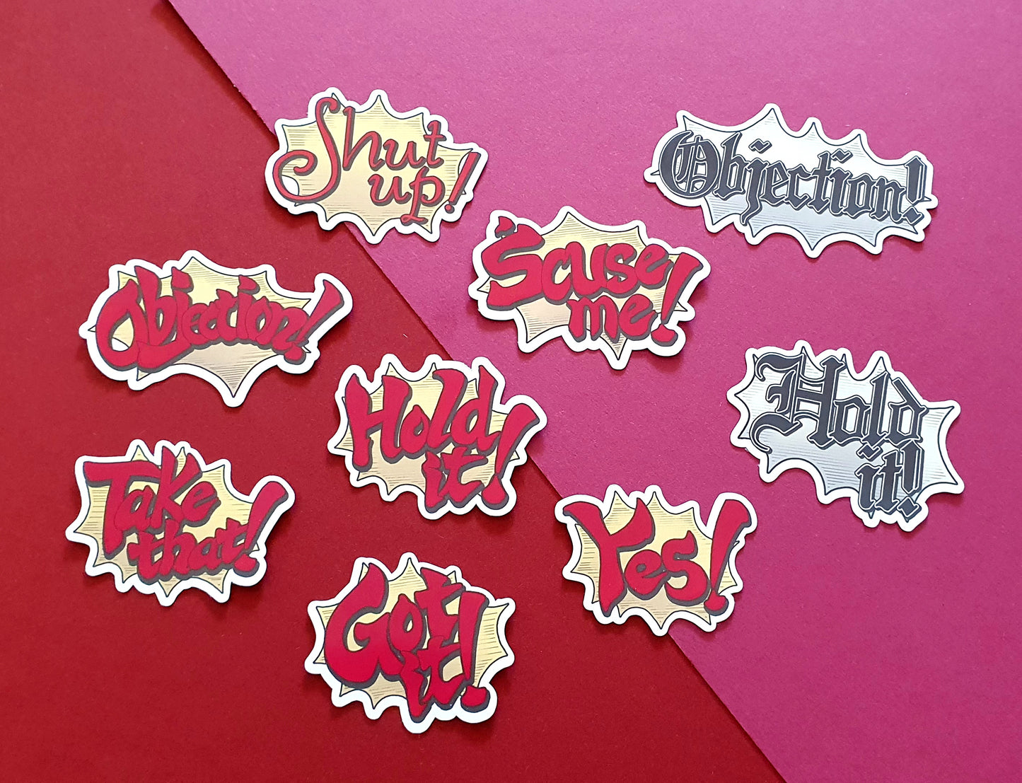 Ace Attorney Inspired Sticker Sets - Objection! Speech bubbles