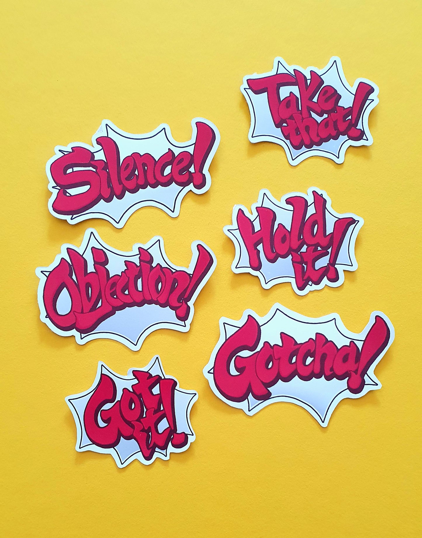 Ace Attorney Inspired Sticker Sets - Objection! Speech bubbles