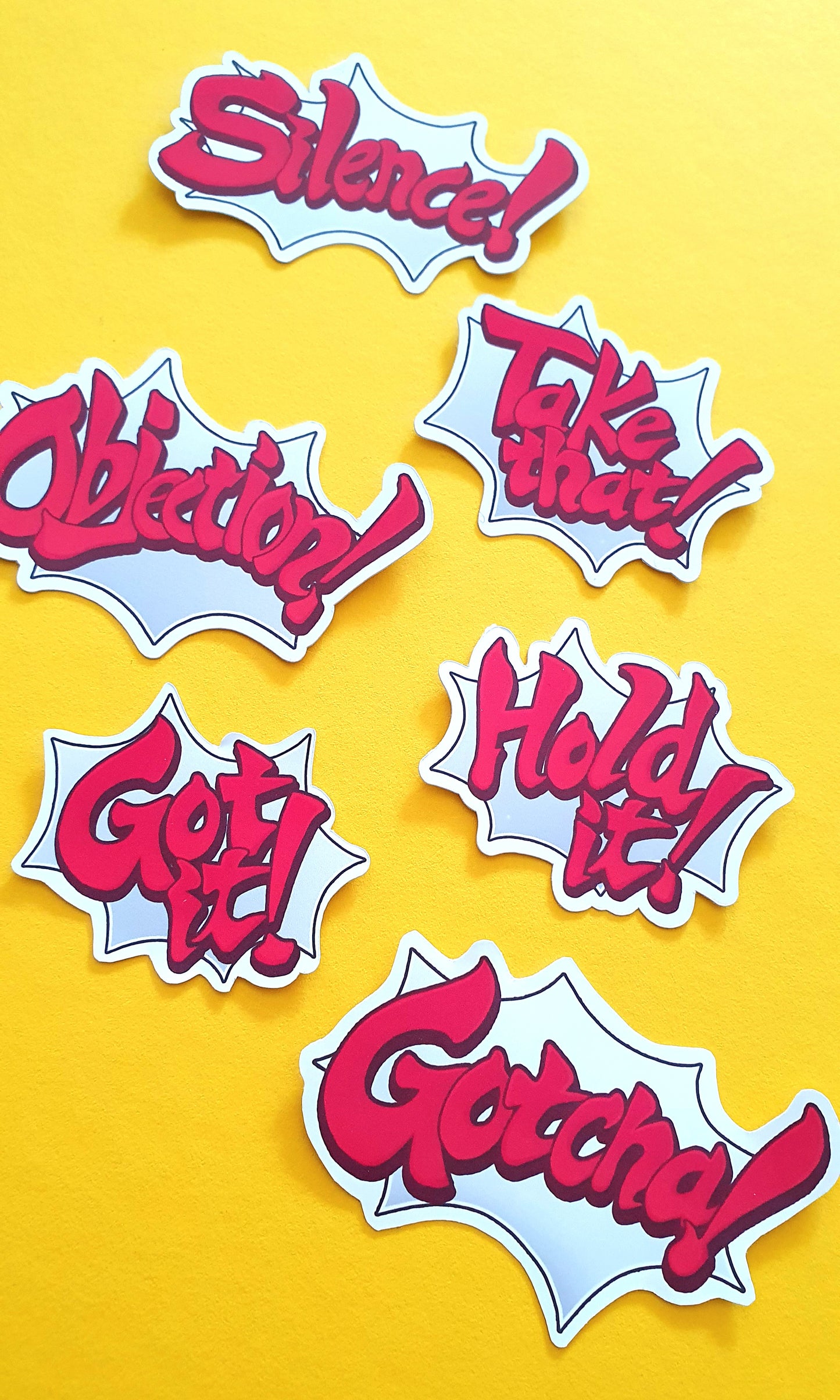 Ace Attorney Inspired Sticker Sets - Objection! Speech bubbles