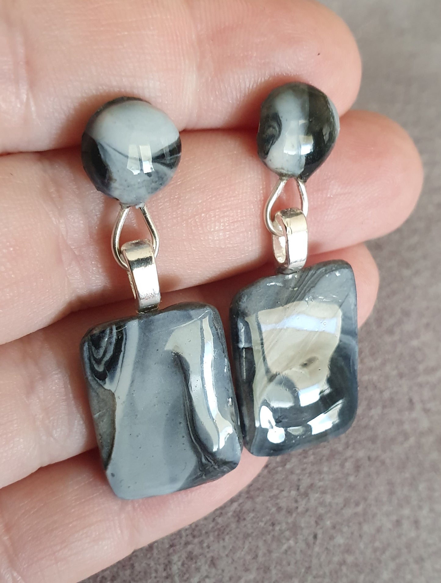 Marble - Hand made polymer clay stud earrings