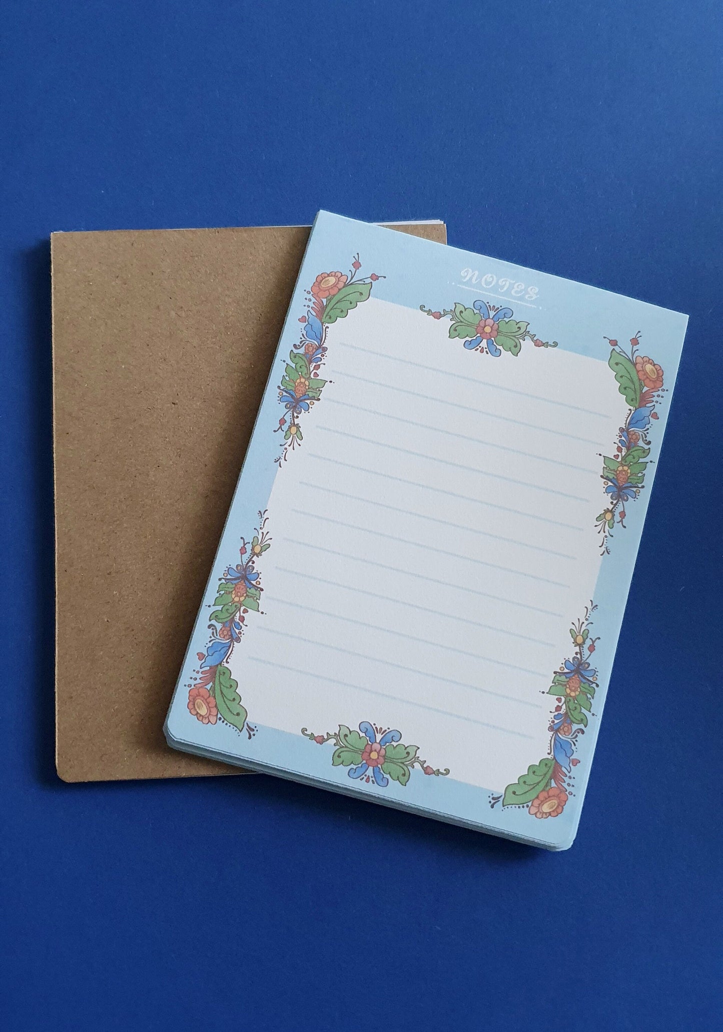Swedish Dalecarlian Kurbits notepad, quality handmade notepad