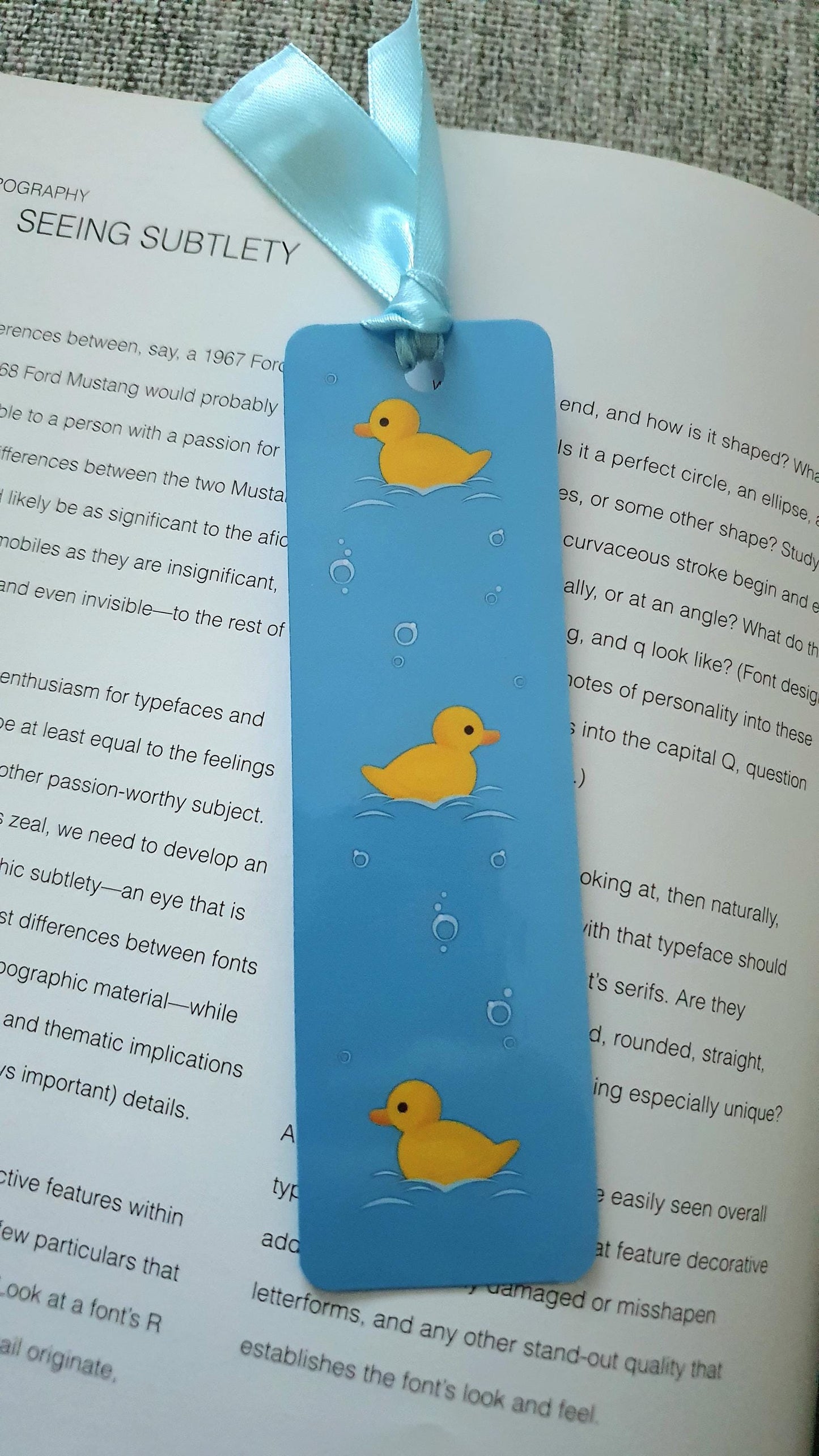 Rubber duckies - laminated bookmark with ribbon
