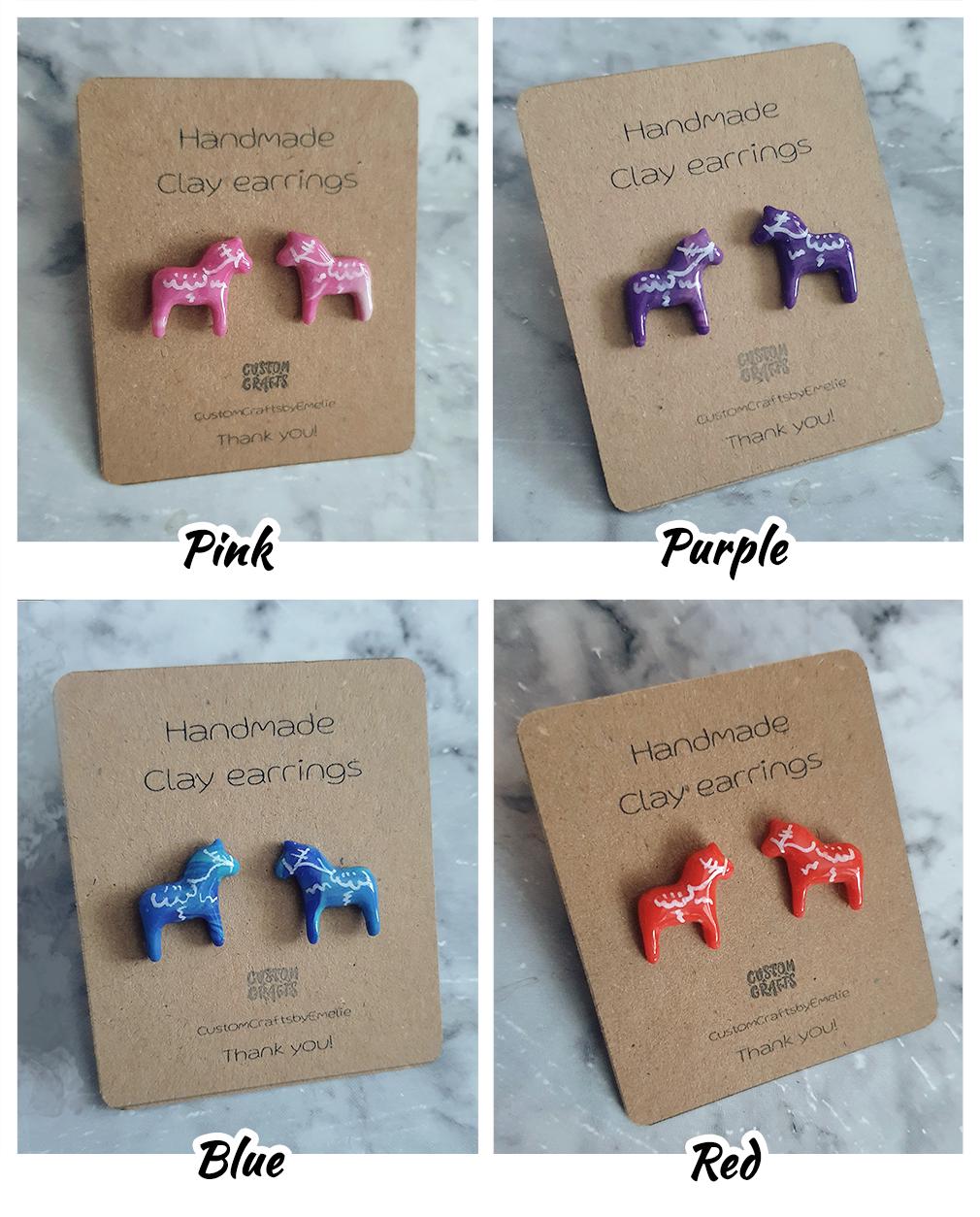 Handmade Dalecarlia polymer clay stud earrings