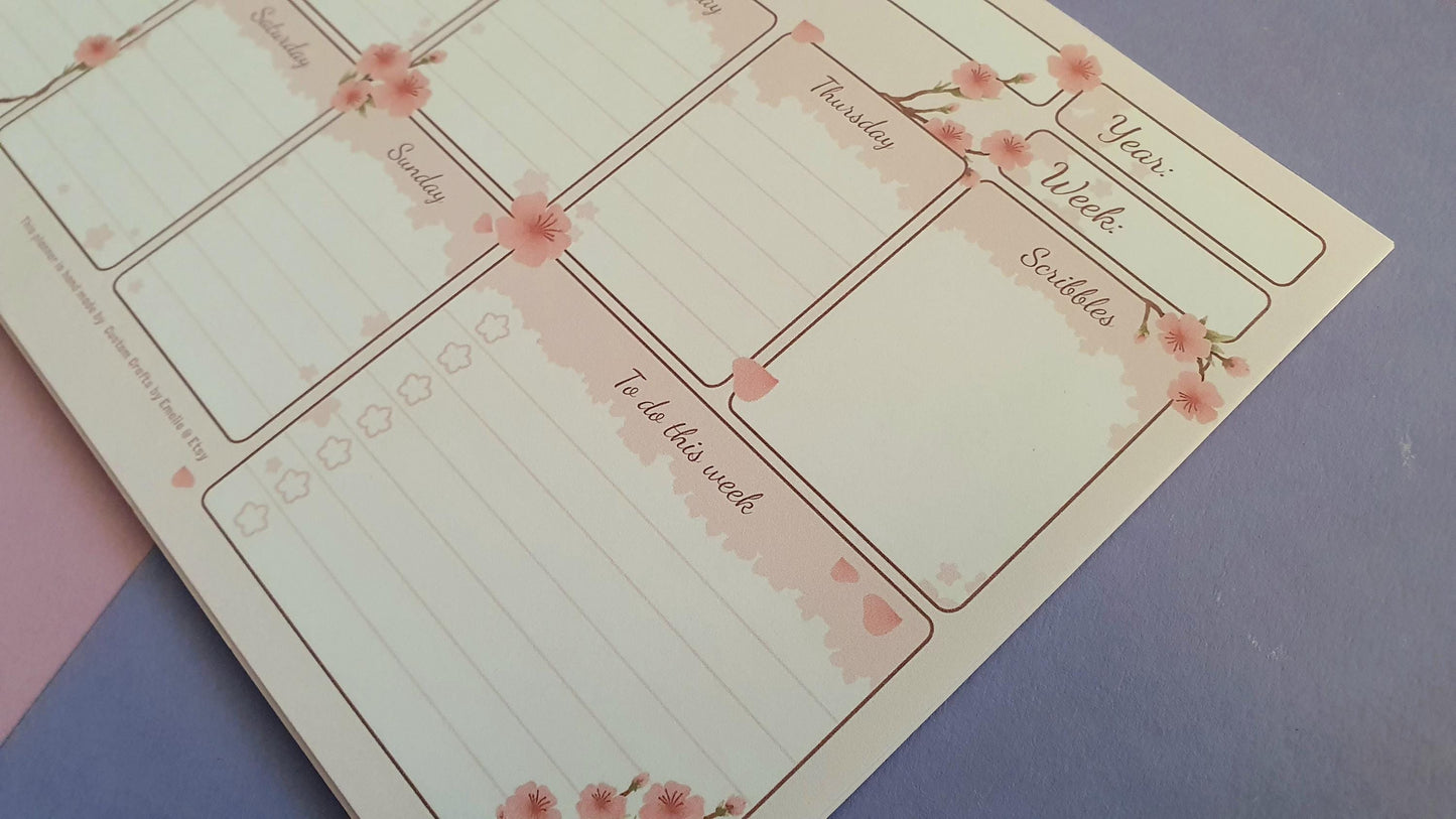Cherry blossom Weekly Planner, hand made cute planner, 3 or 6 months