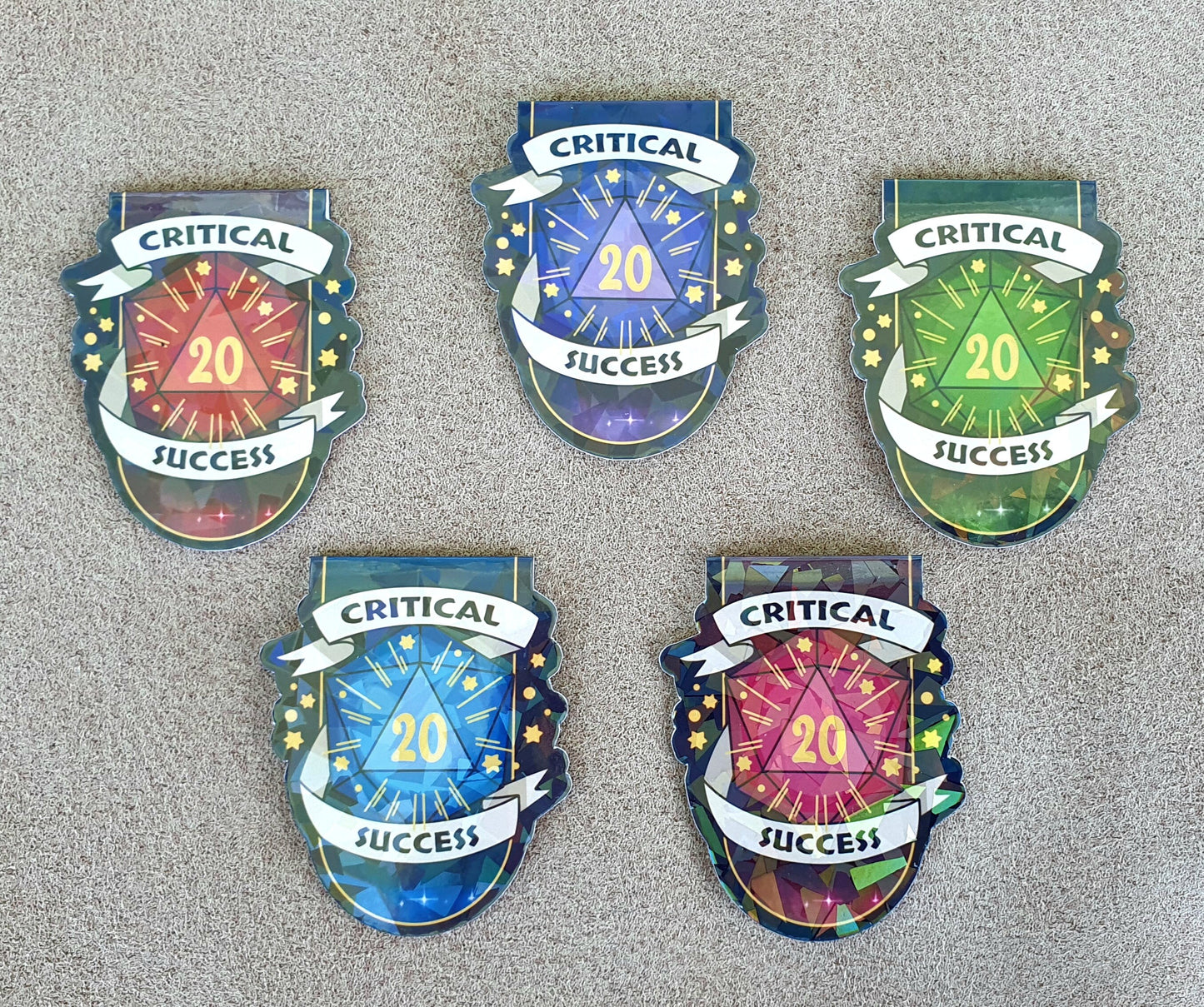Magnetic Bookmark for DnD Player, Critical Success Dice Design