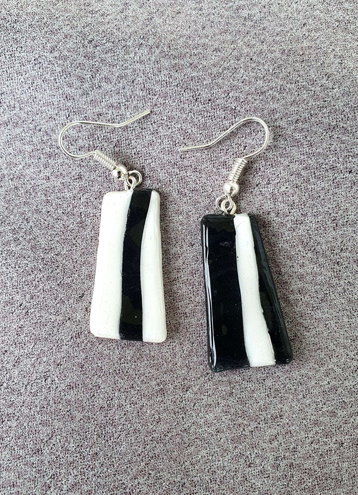 Retro inspired, hand made polymer clay hook earrings