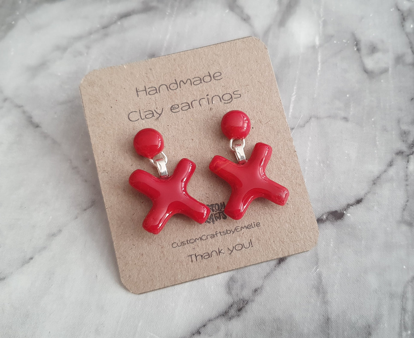 Red X - Hand made polymer clay stud earrings