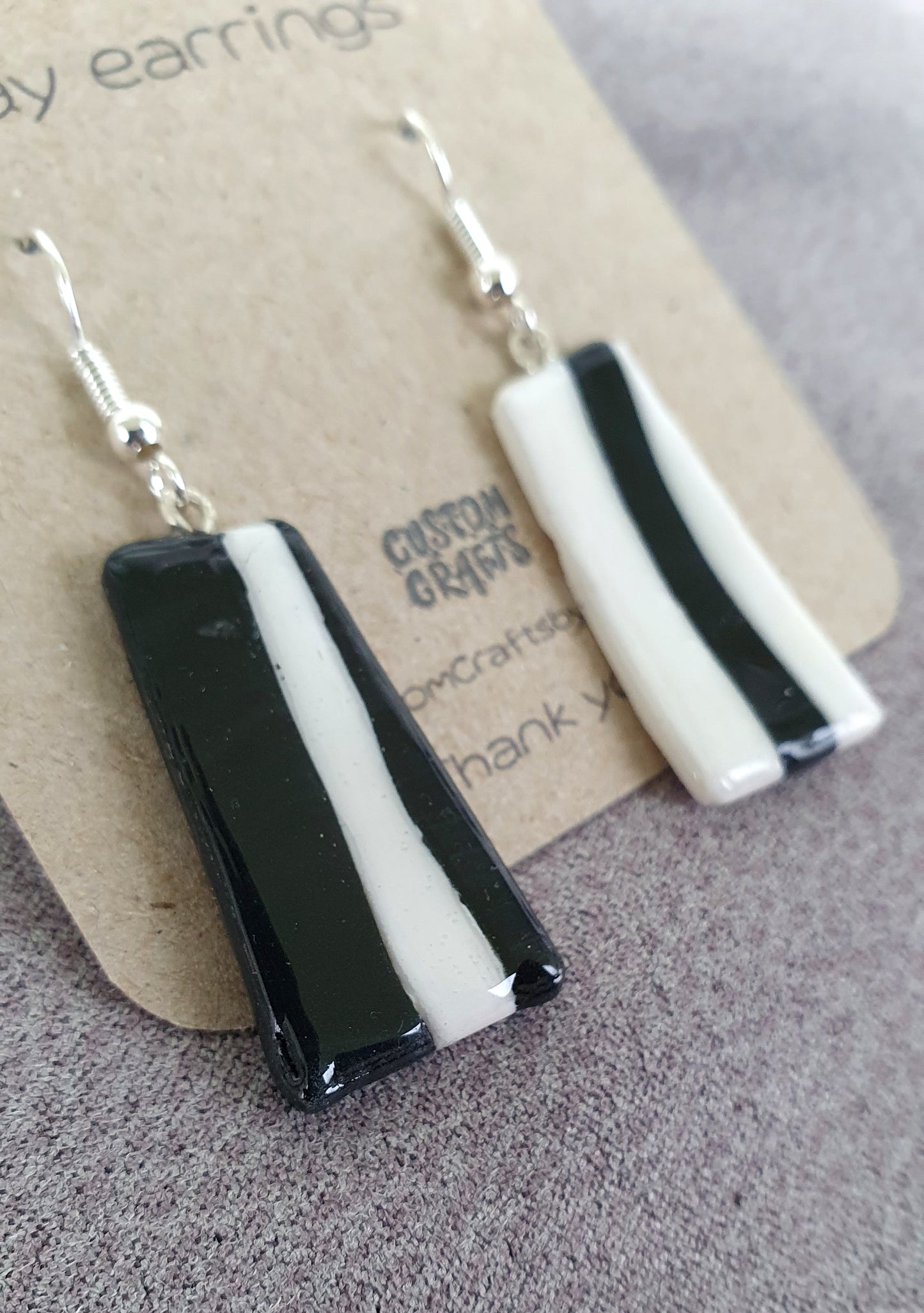 Retro inspired, hand made polymer clay hook earrings