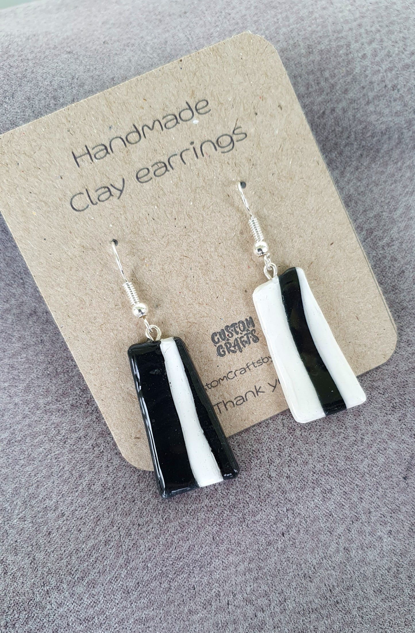 Retro inspired, hand made polymer clay hook earrings