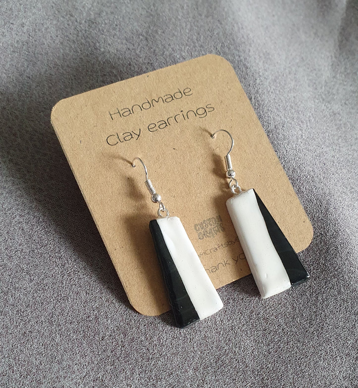 Retro inspired, hand made polymer clay hook earrings