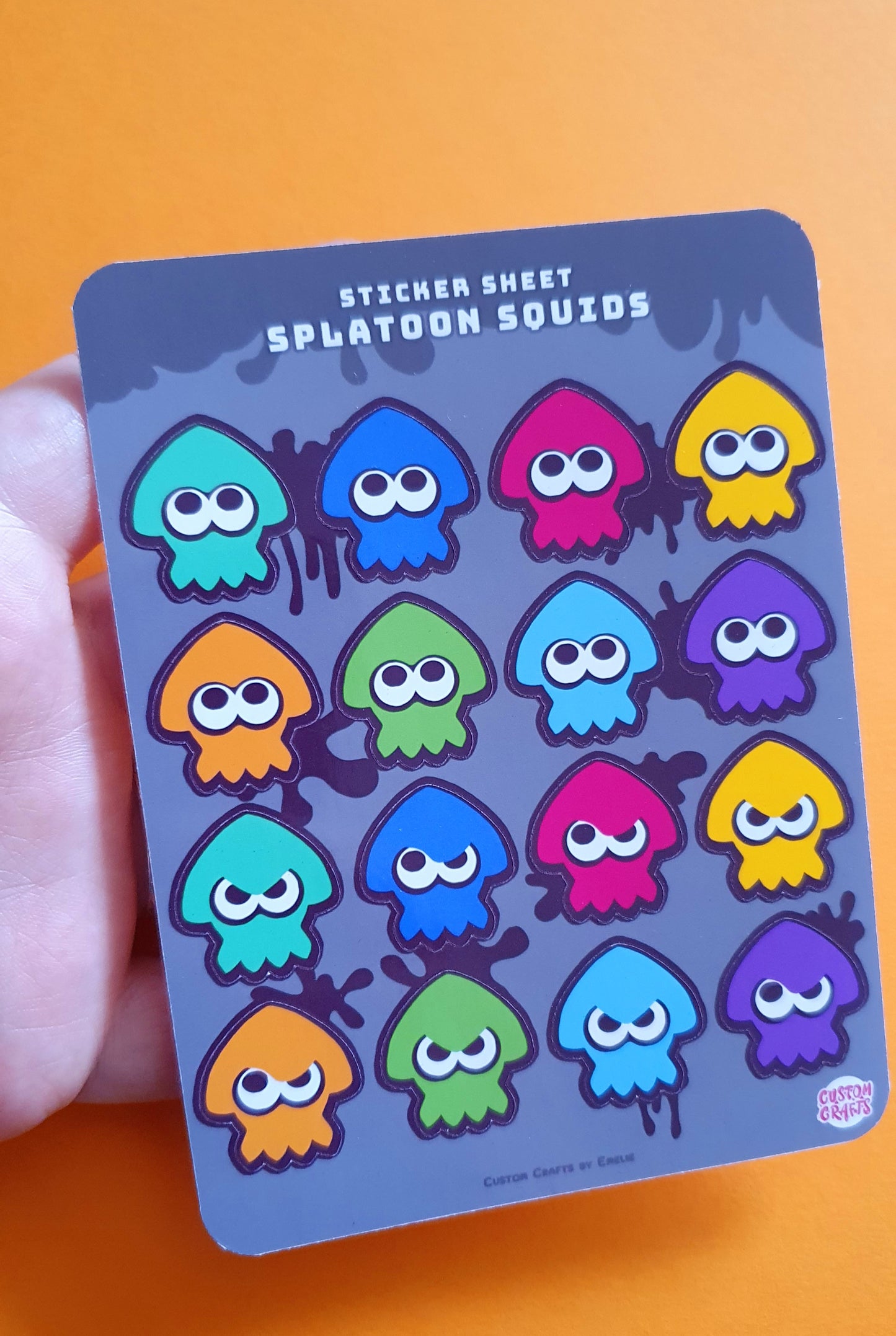 Splatoon squids, inkling sticker sheet. Glossy, high quality stickers (16 stickers in total).