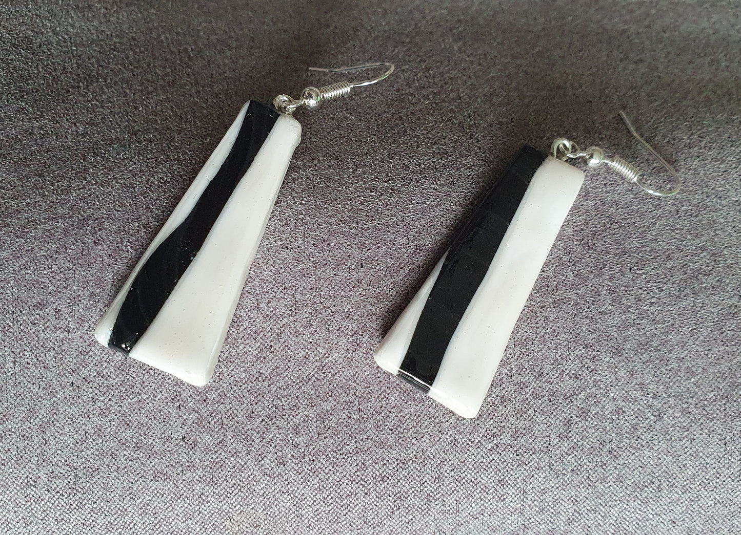 Retro inspired, hand made polymer clay hook earrings