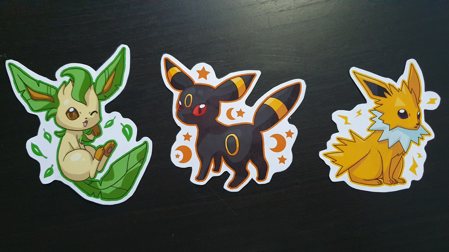 Eeveelutions cute and adorable sticker set of 9