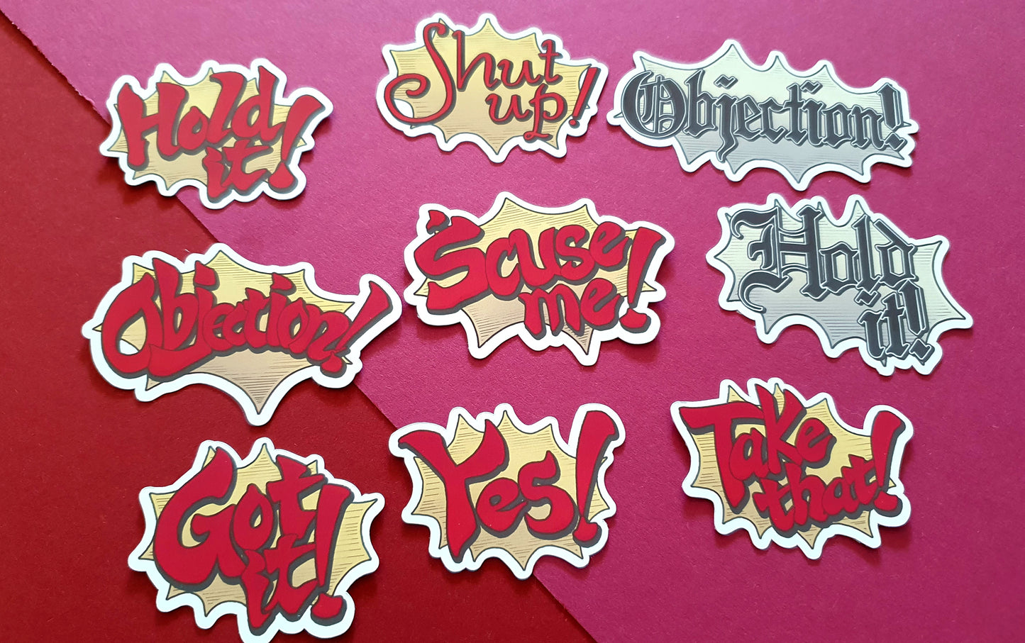 Ace Attorney Inspired Sticker Sets - Objection! Speech bubbles