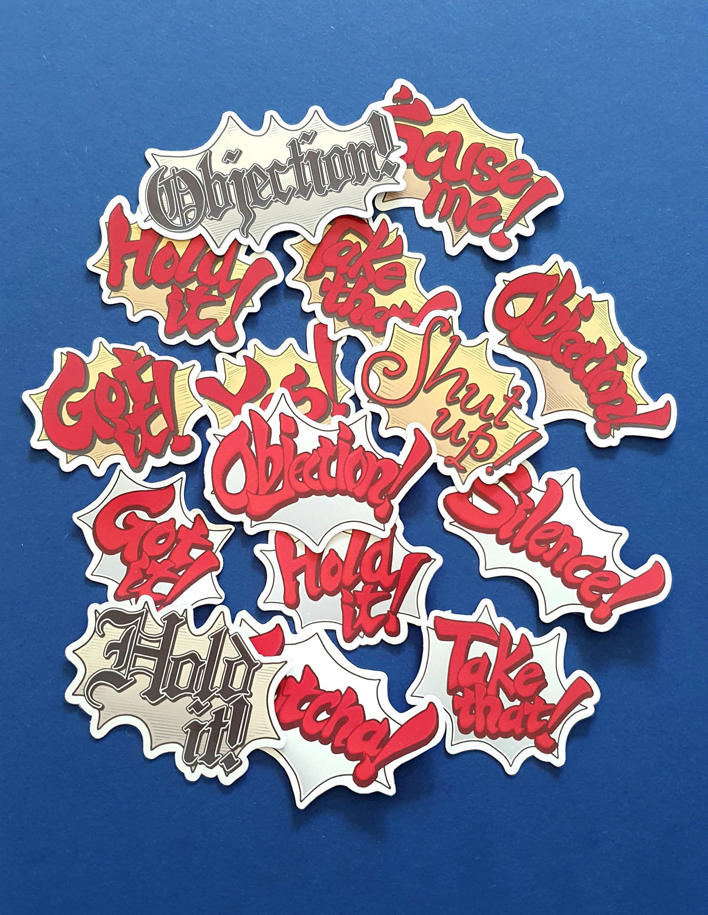Ace Attorney Inspired Sticker Sets - Objection! Speech bubbles