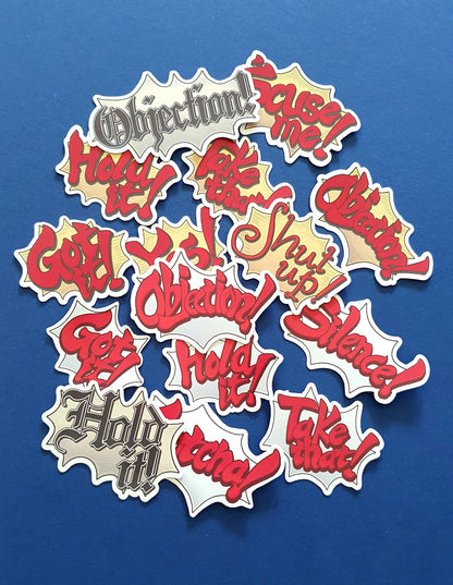 Ace Attorney Inspired Sticker Sets - Objection! Speech bubbles