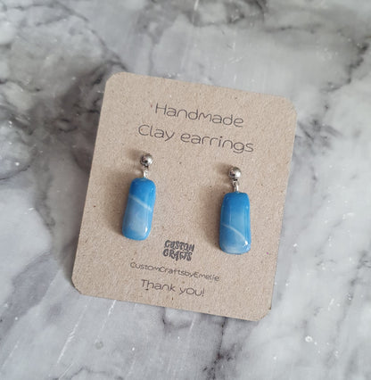 Blue Sky-drops hand made polymer clay stud earrings
