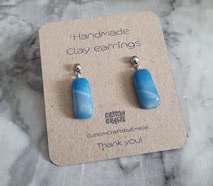 Blue Sky-drops hand made polymer clay stud earrings