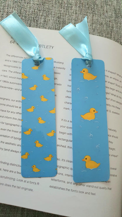 Rubber duckies - laminated bookmark with ribbon