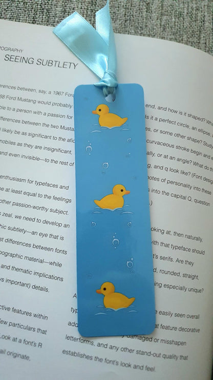 Rubber duckies - laminated bookmark with ribbon