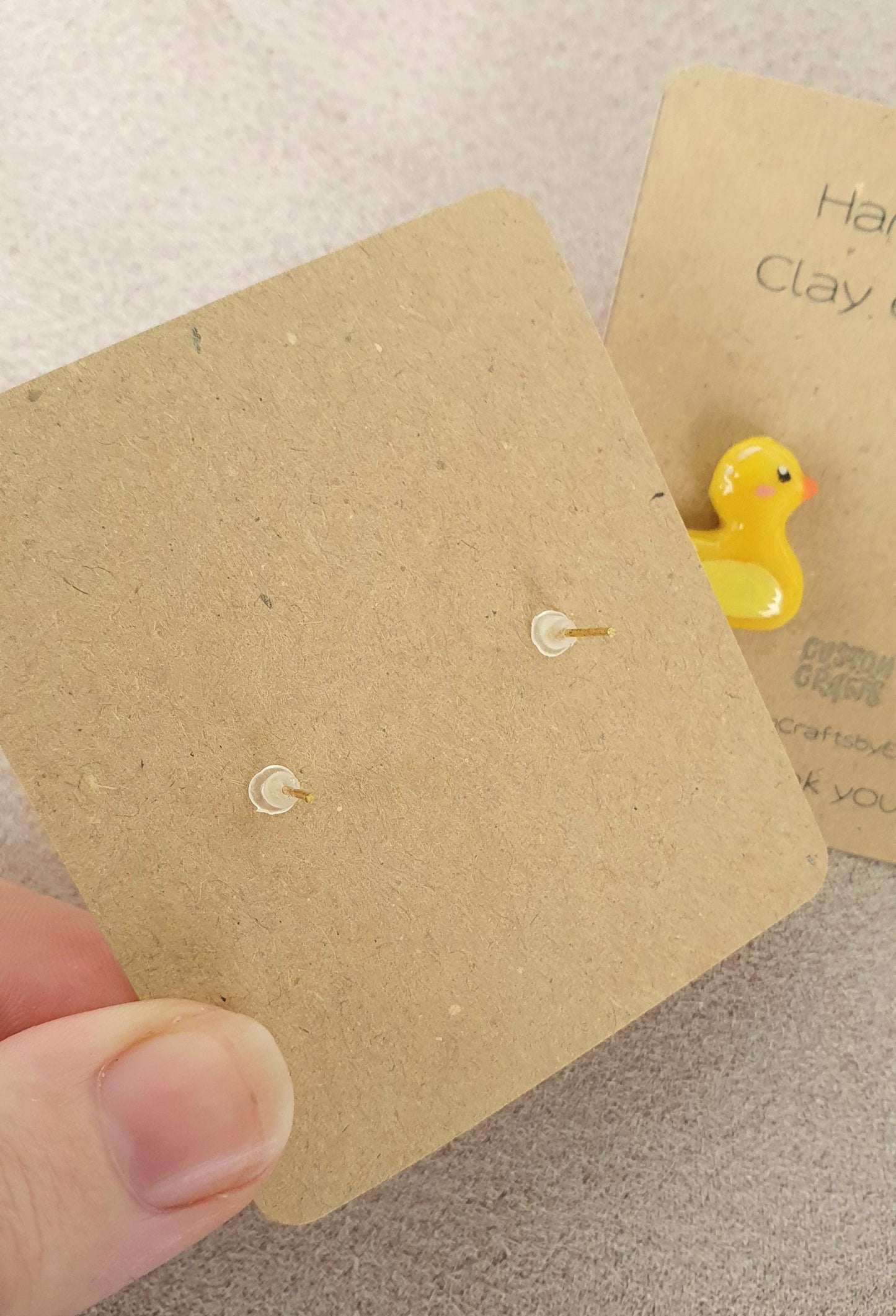 Adorable yellow rubber duck - Handmade polymer clay stud earrings