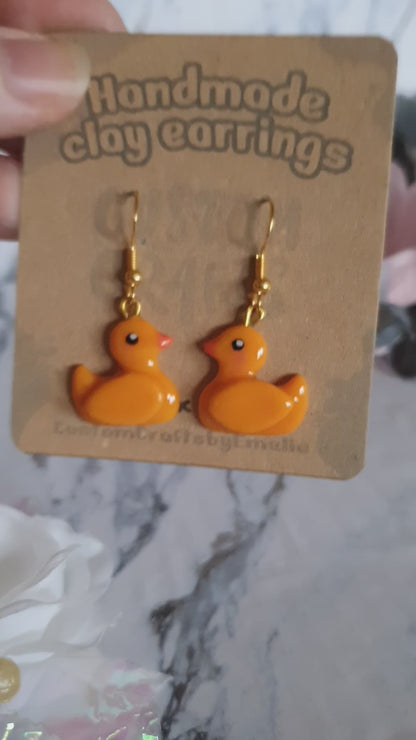 Ducks hook earrings - hand made in polymer clay