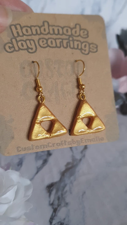 Triforce hook earrings - hand made in polymer clay