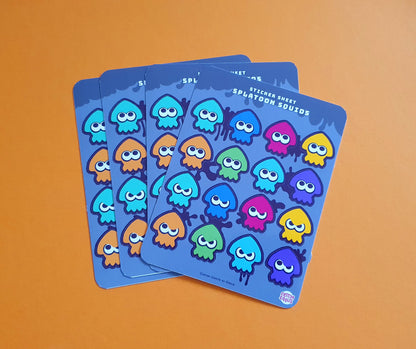 Splatoon squids, inkling sticker sheet. Glossy, high quality stickers (16 stickers in total).