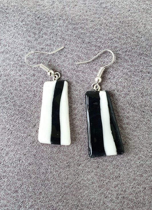 Retro inspired, hand made polymer clay hook earrings