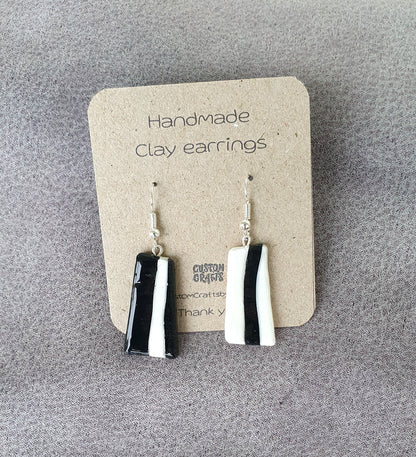 Retro inspired, hand made polymer clay hook earrings