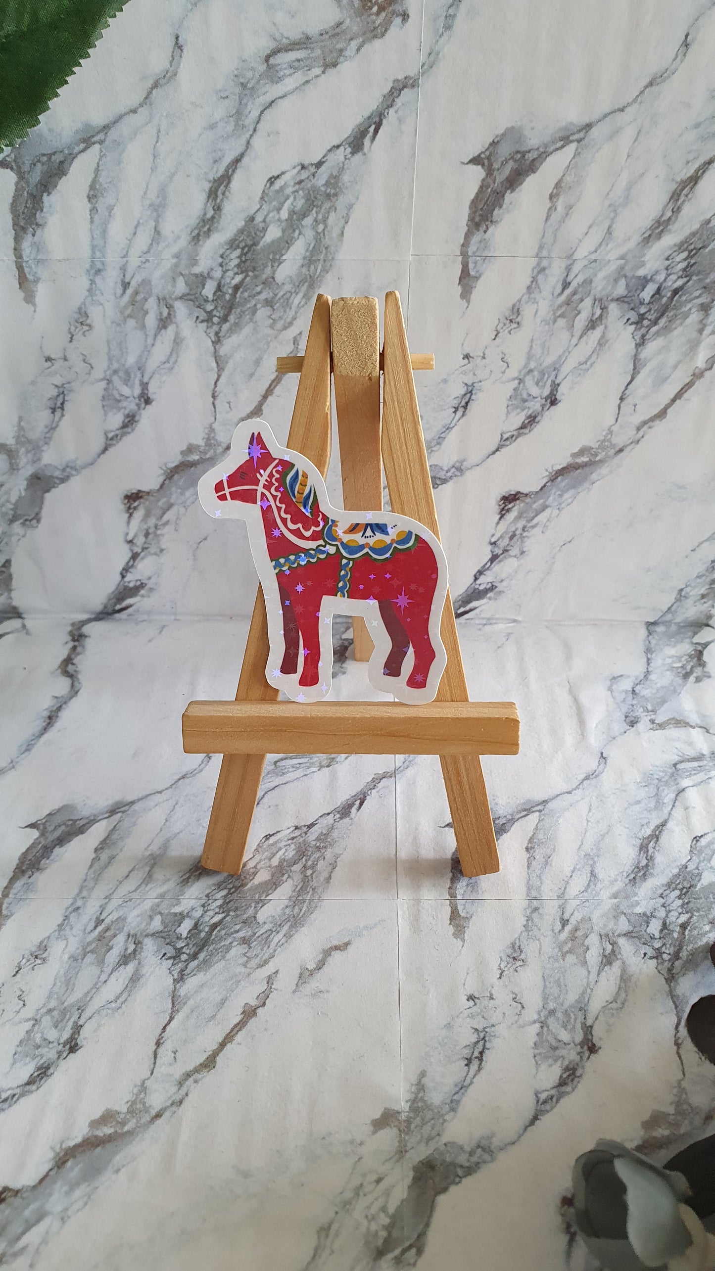 Dala Horse, swedish dalecarlia inspired decore, laminated and water resistant sticker