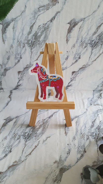 Dala Horse, swedish dalecarlia inspired decore, laminated and water resistant sticker