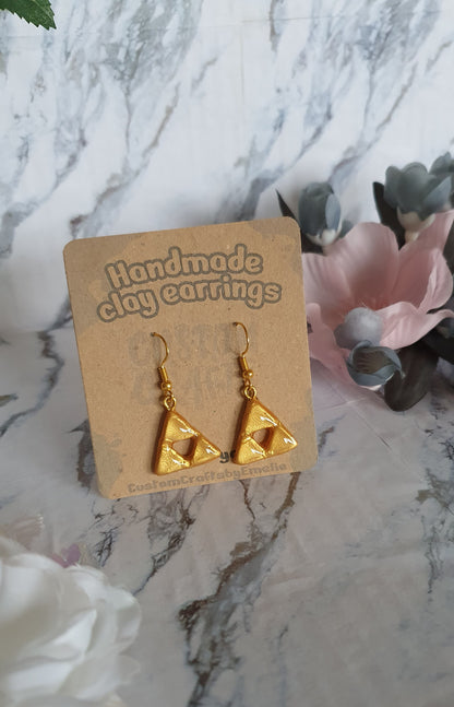 Triforce hook earrings - hand made in polymer clay