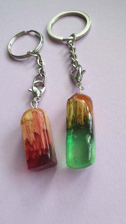 Secret wood keychains - resin and wood