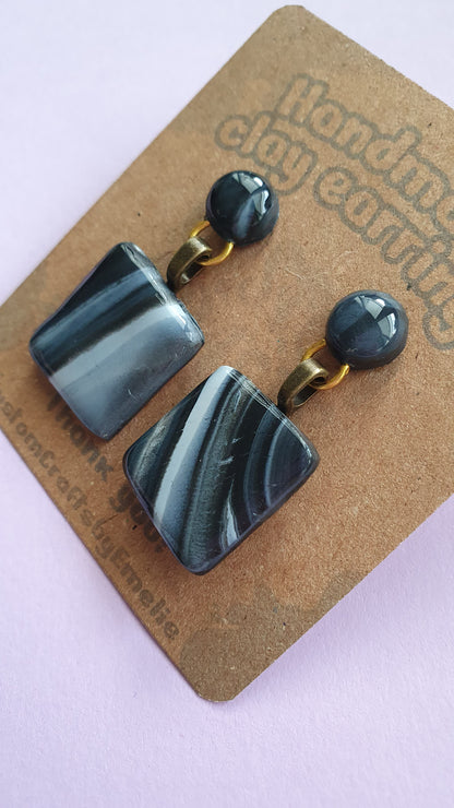 Marble - Hand made polymer clay stud earrings
