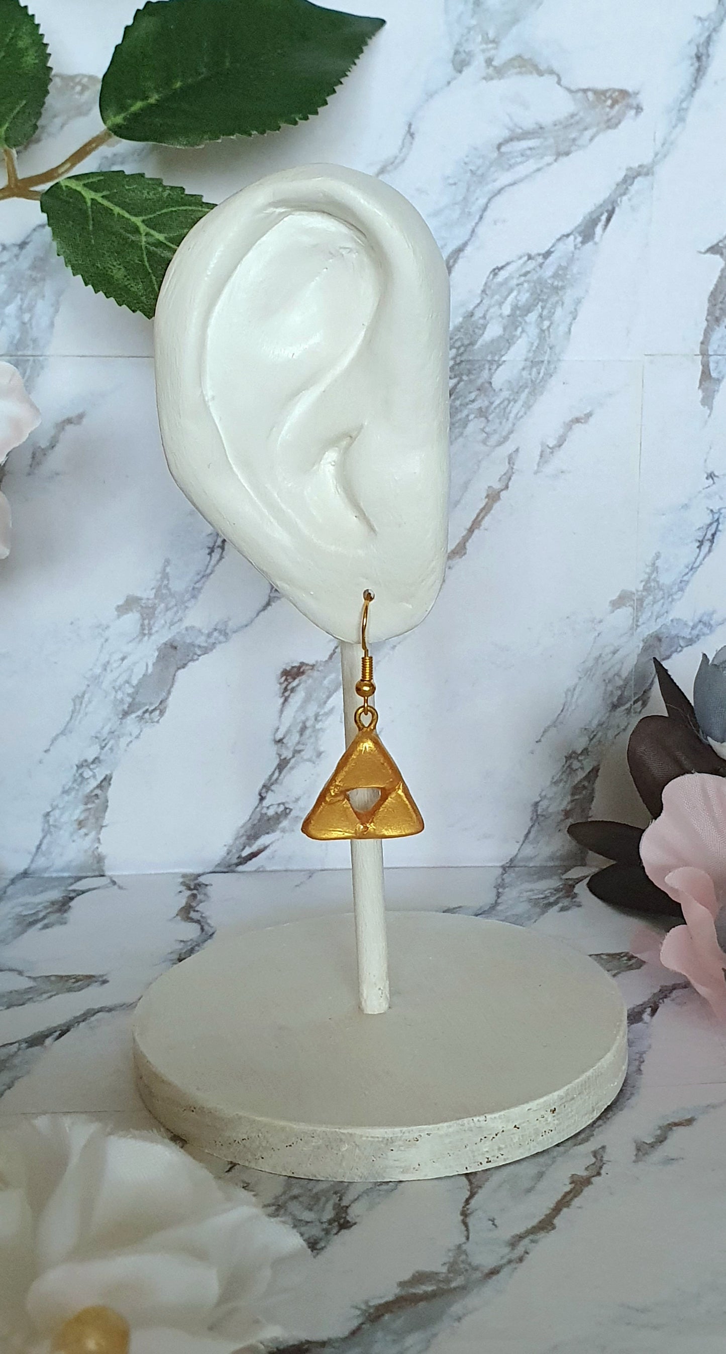 Triforce hook earrings - hand made in polymer clay
