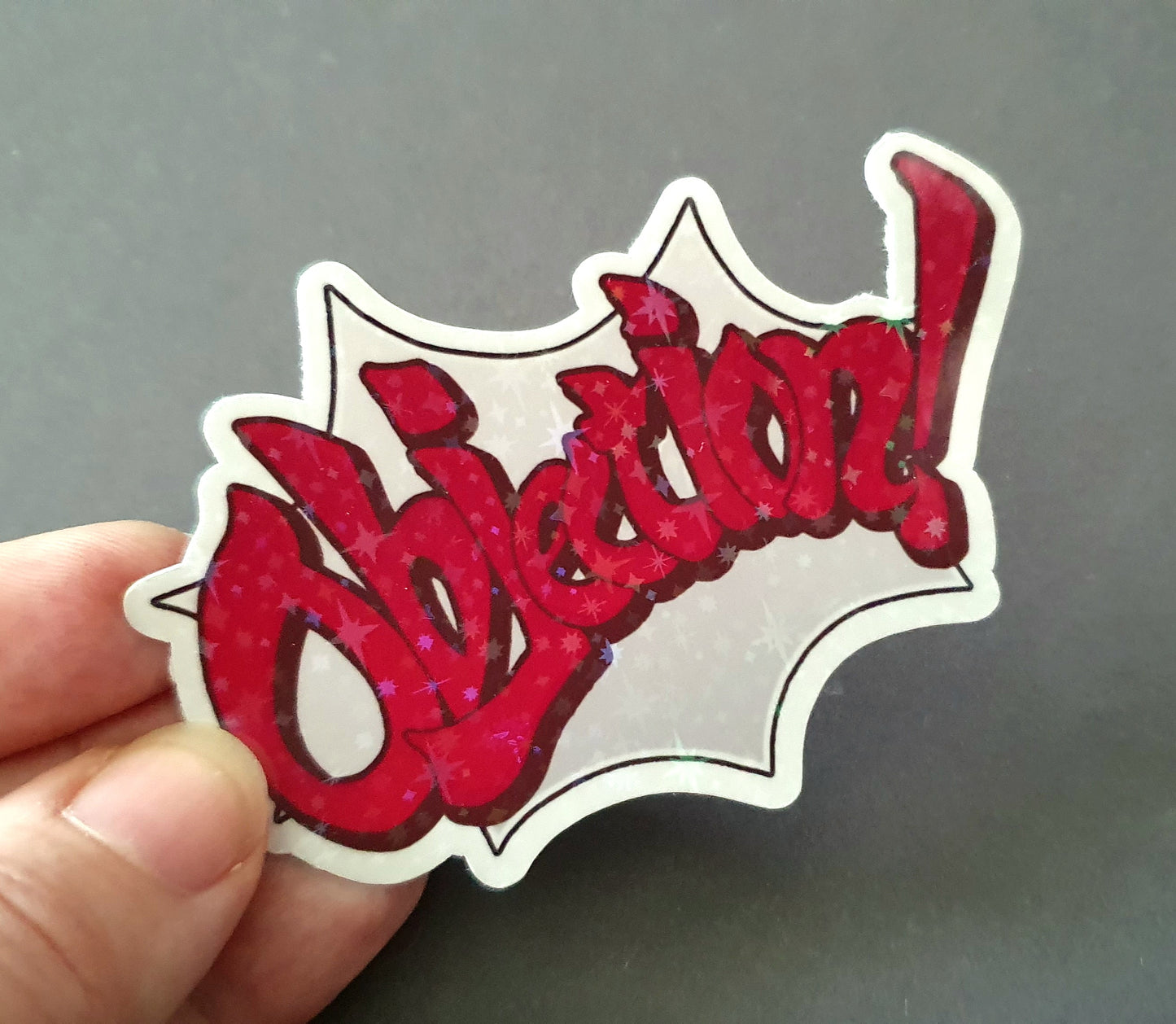 Ace Attornet inspired Objection! Sticker, laminated