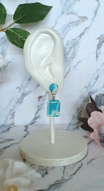 Cloudy skies stud earrings - hand made in polymer clay