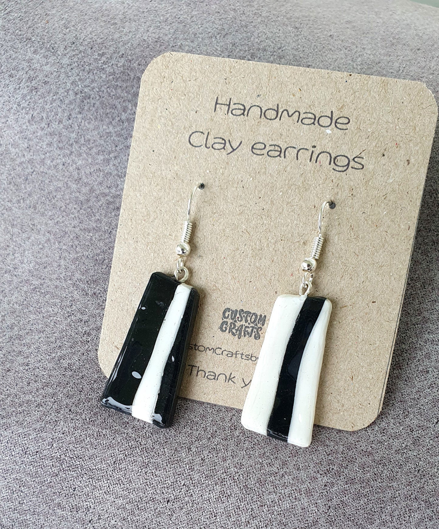 Retro inspired, hand made polymer clay hook earrings