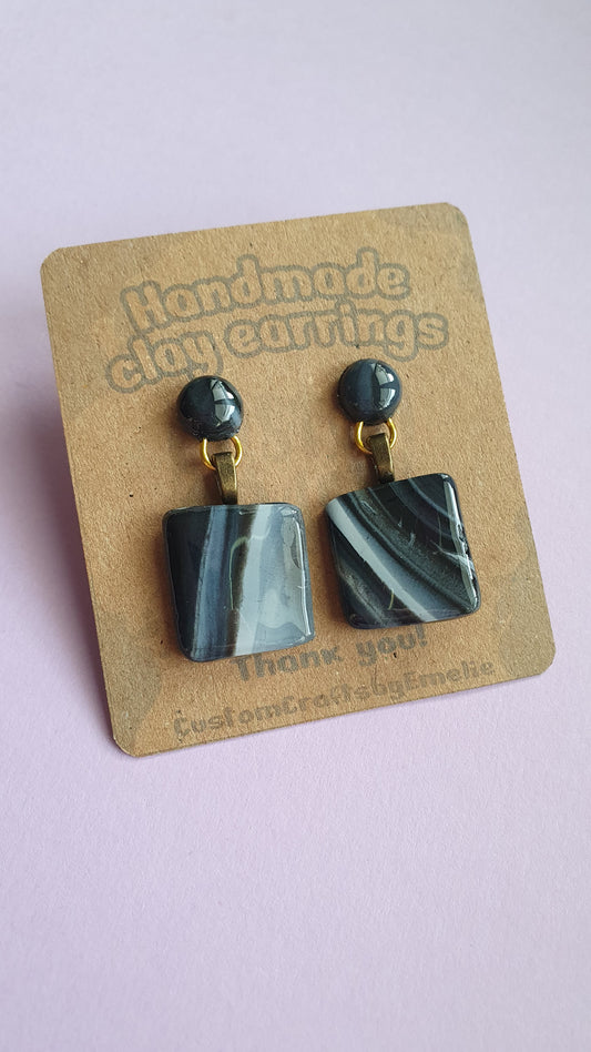 Marble - Hand made polymer clay stud earrings