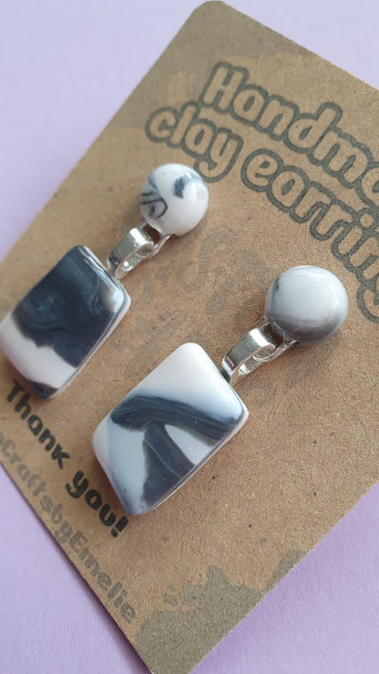 Marble - Hand made polymer clay stud earrings