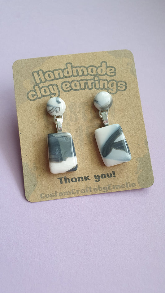 Marble - Hand made polymer clay stud earrings