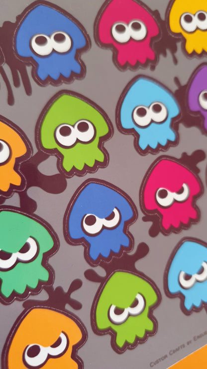 Splatoon squids, inkling sticker sheet. Glossy, high quality stickers (16 stickers in total).
