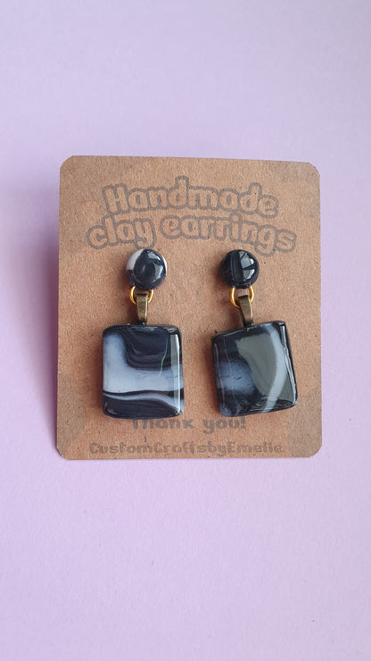 Marble - Hand made polymer clay stud earrings