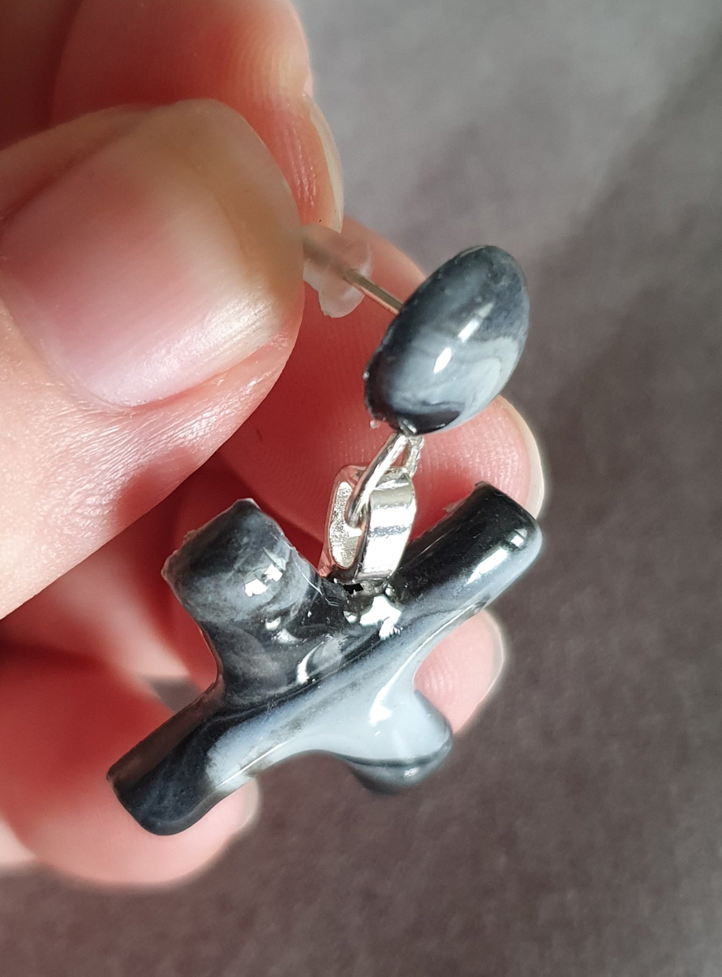 Marble crosses - hand made stud earrings