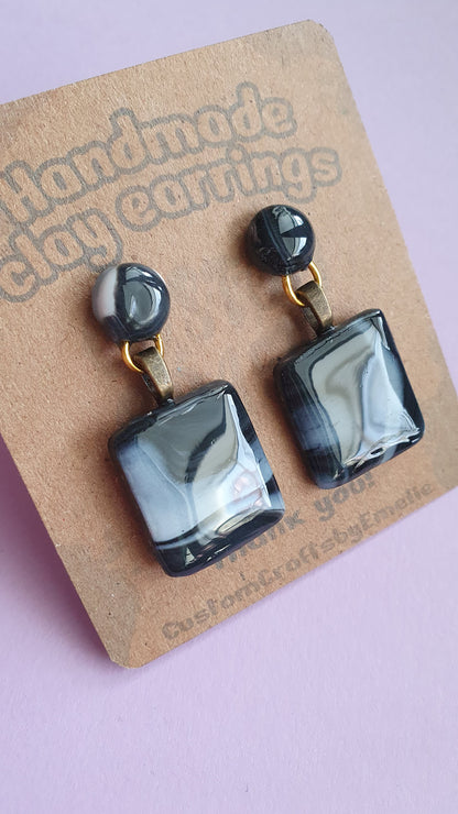 Marble - Hand made polymer clay stud earrings