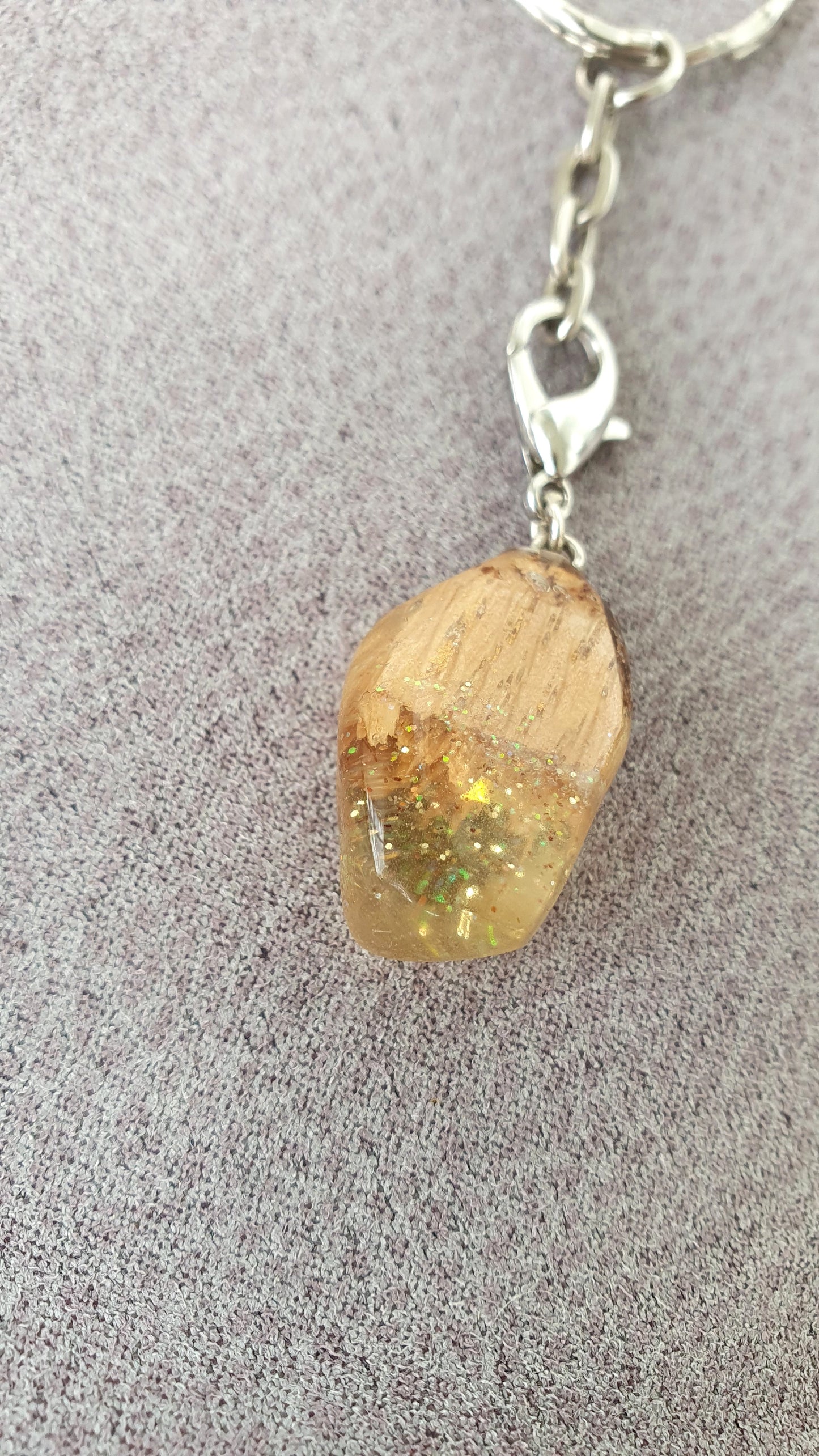 Secret wood keychains - resin, glitter and wood