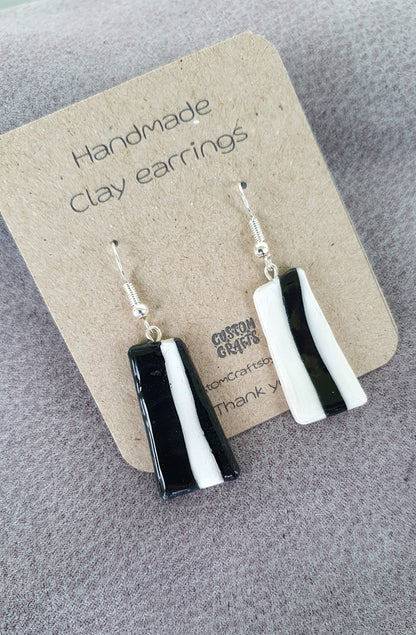 Retro inspired, hand made polymer clay hook earrings